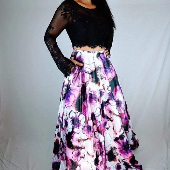 NWT Rachel Allan Two Piece Black Purple Formal Gown $538 - Picture 10 of 13